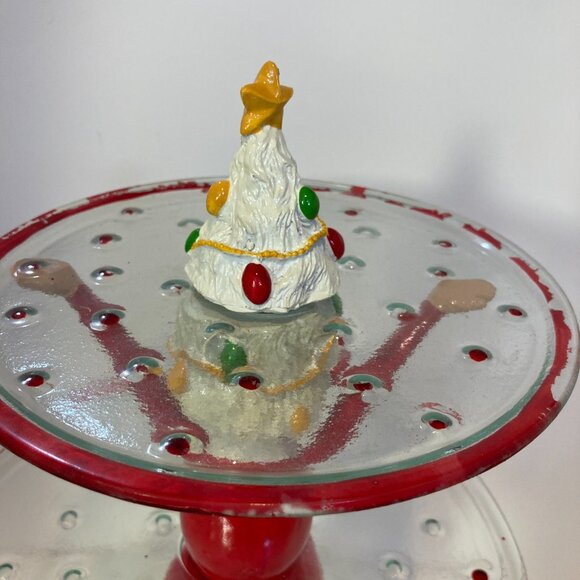 Vintage Holiday 3 Tier Serving Stray Grandma Christmas Tree Ceramic Glass Unique - Picture 6 of 16